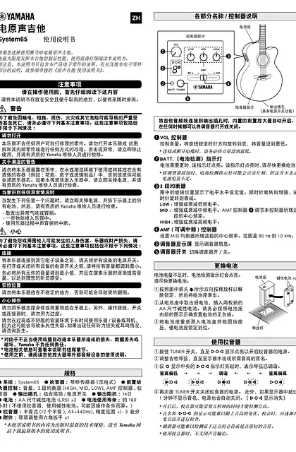 yamaha雅马哈Electric SYSTEM65 Manual